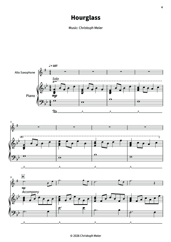 Produktgalerie: Seite 1 von 11 Hourglass - Gentle Melodies for Weddings, Church, and Other Occasions, , Altsaxophon und Klavier