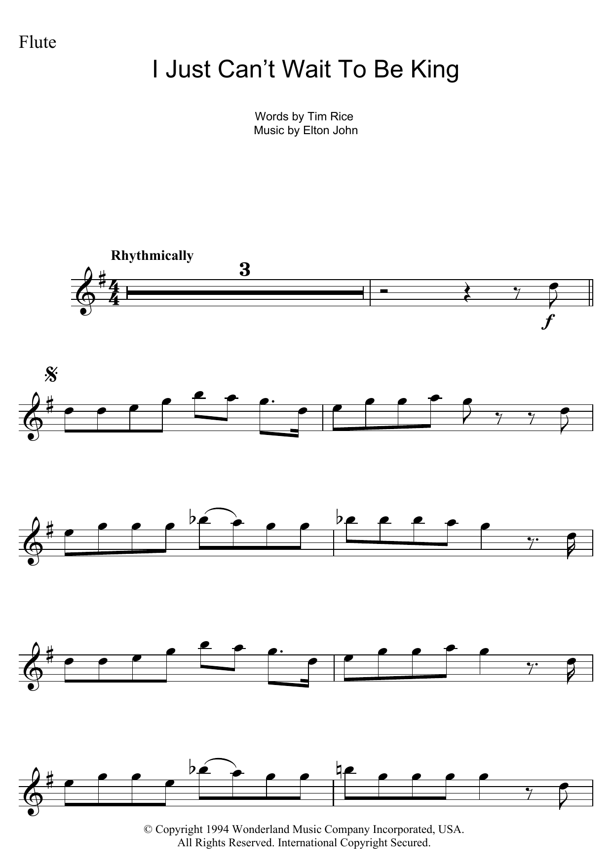 Product gallery: Page 1 of 1 I Just Can't Wait To Be King (from The Lion King), Elton John
