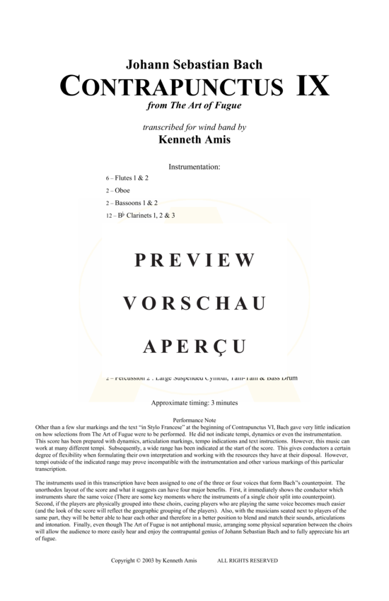 Produktgalerie: Seite 3 von 18 Contrapunctus 9 aus Kunst der Fuge , , (Concert Band)