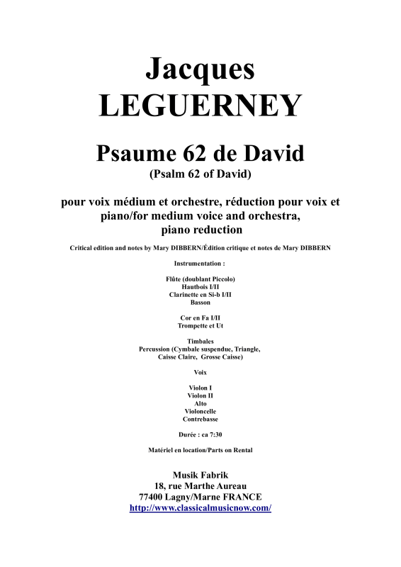 Produktbild zu: Psaume 62 - Klavier ReduktionLeguerney, Jacques