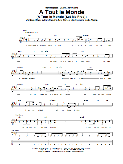 Produktgalerie: Seite 1 von 1 A Tout Le Monde (A Tout Le Monde (Set Me Free)), Megadeth, E-Bass