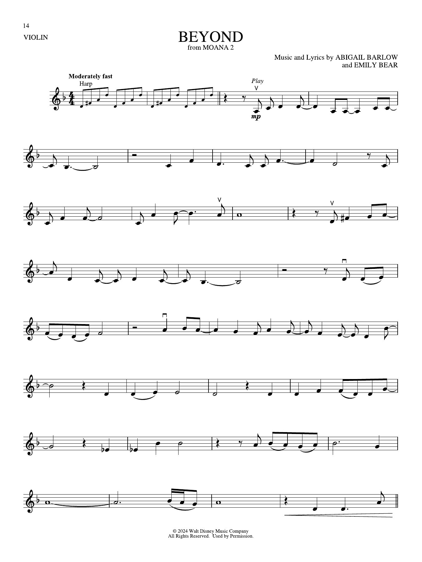Produktgalerie: Seite 1 von 1 Beyond (from Moana 2), Abigail Barlow & Emily Bear, Violine