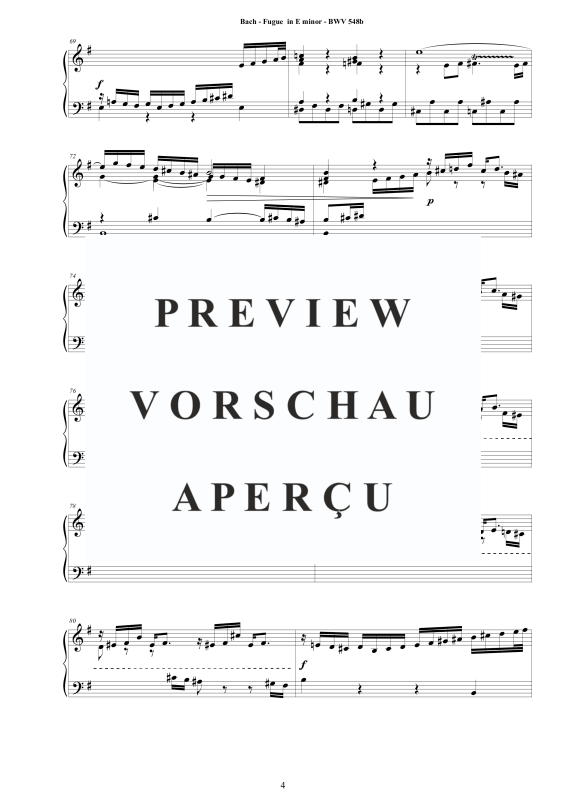 Produktgalerie: Seite 5 von 11 Fuge in E-Moll BWV 548b, , Klavier Solo