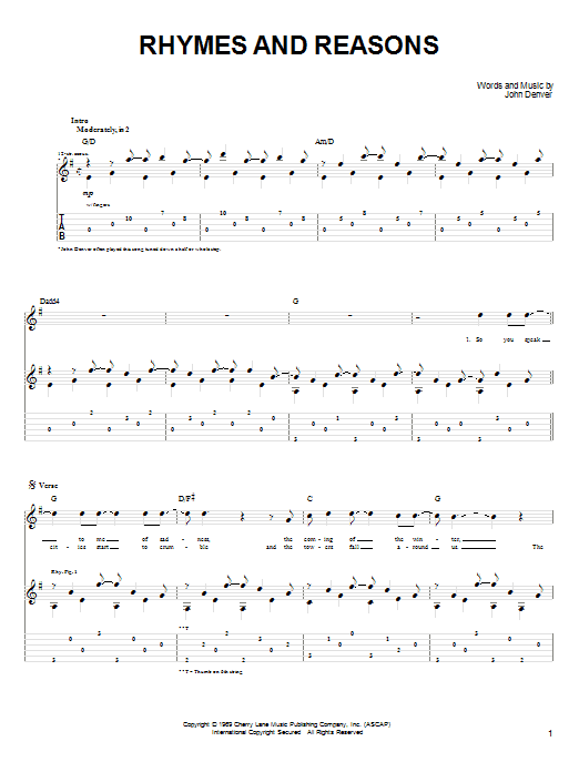 Product gallery: Page 1 of 1 Rhymes And Reasons, John Denver
