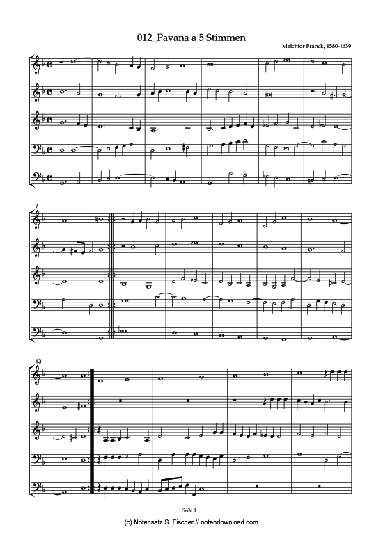Product picture to: Pavana a 5 StimmenMelchior Franck (1580-1639)
