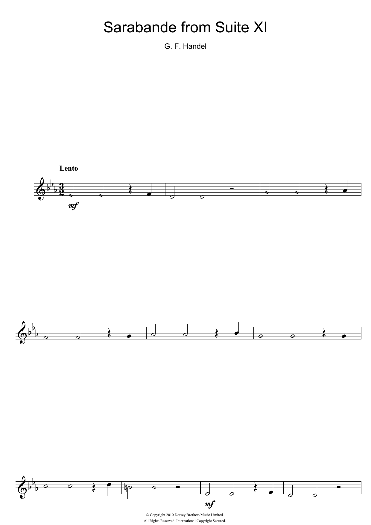 Product gallery: Page 1 of 1 Sarabande (from Suite XI), George Frideric Handel