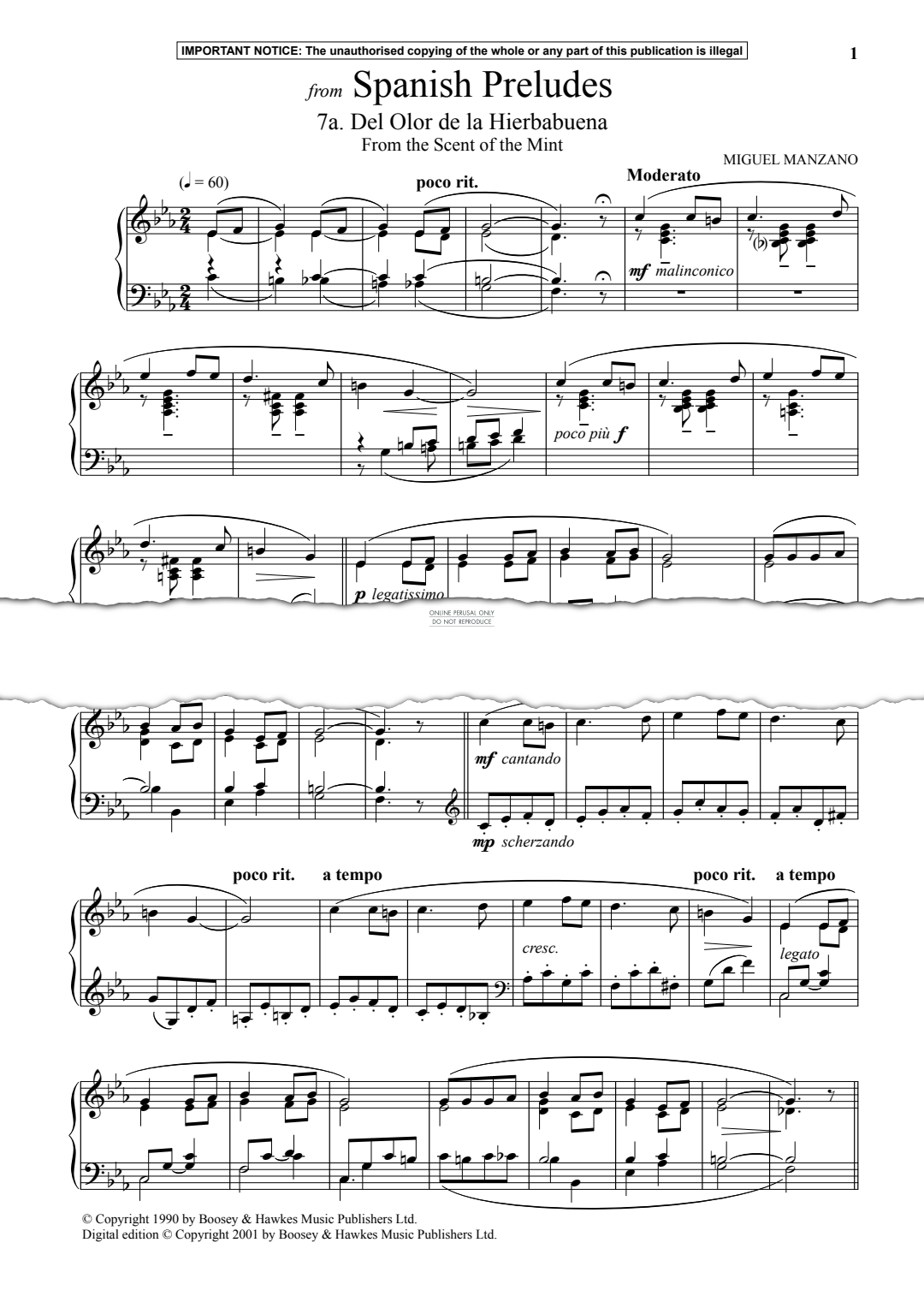 Produktgalerie: Seite 1 von 1 Del Olor de la Hierbabuena (From the Scent of the Mint) from Spanish Preludes, Miguel Manzano, Klavier