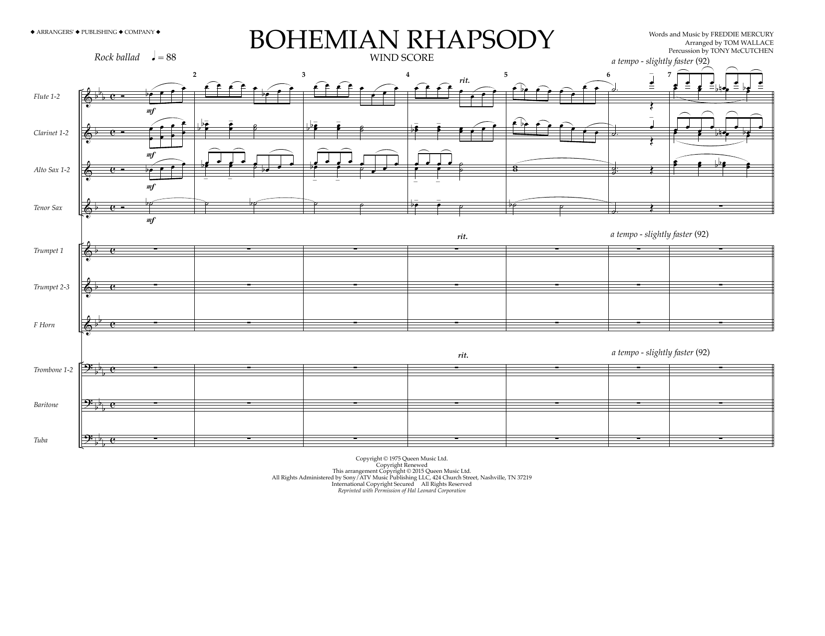 Product picture to: Bohemian Rhapsody - Wind Score