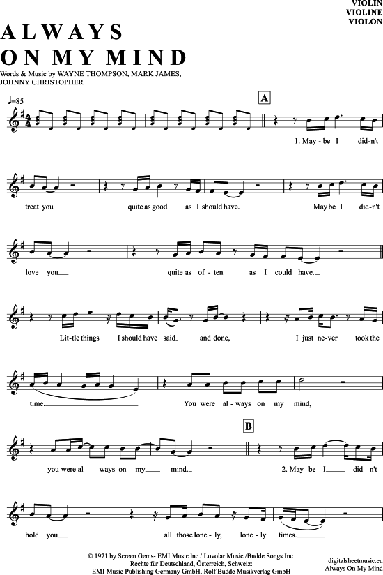 Product picture to: Always on my mind Elvis Presley