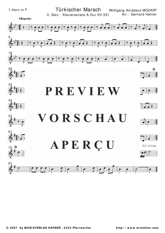 Produktgalerie: Seite 10 von 11 Türkischer Marsch, , (Blechbläser Quintett)
