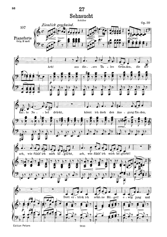 Product picture to: Sehnsucht D.636 Aus dieses Tales Gründen in A MollFranz Schubert