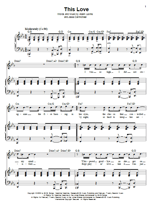 Produktgalerie: Seite 1 von 1 This Love, Maroon 5, Gesang, Klavier