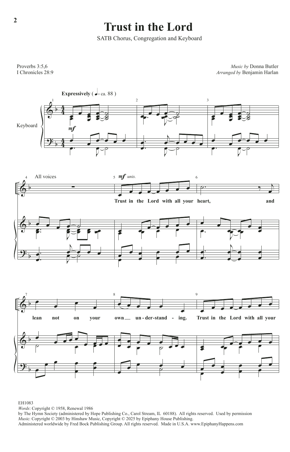Produktbild zu: Trust In The Lord (arr. Benjamin Harlan)