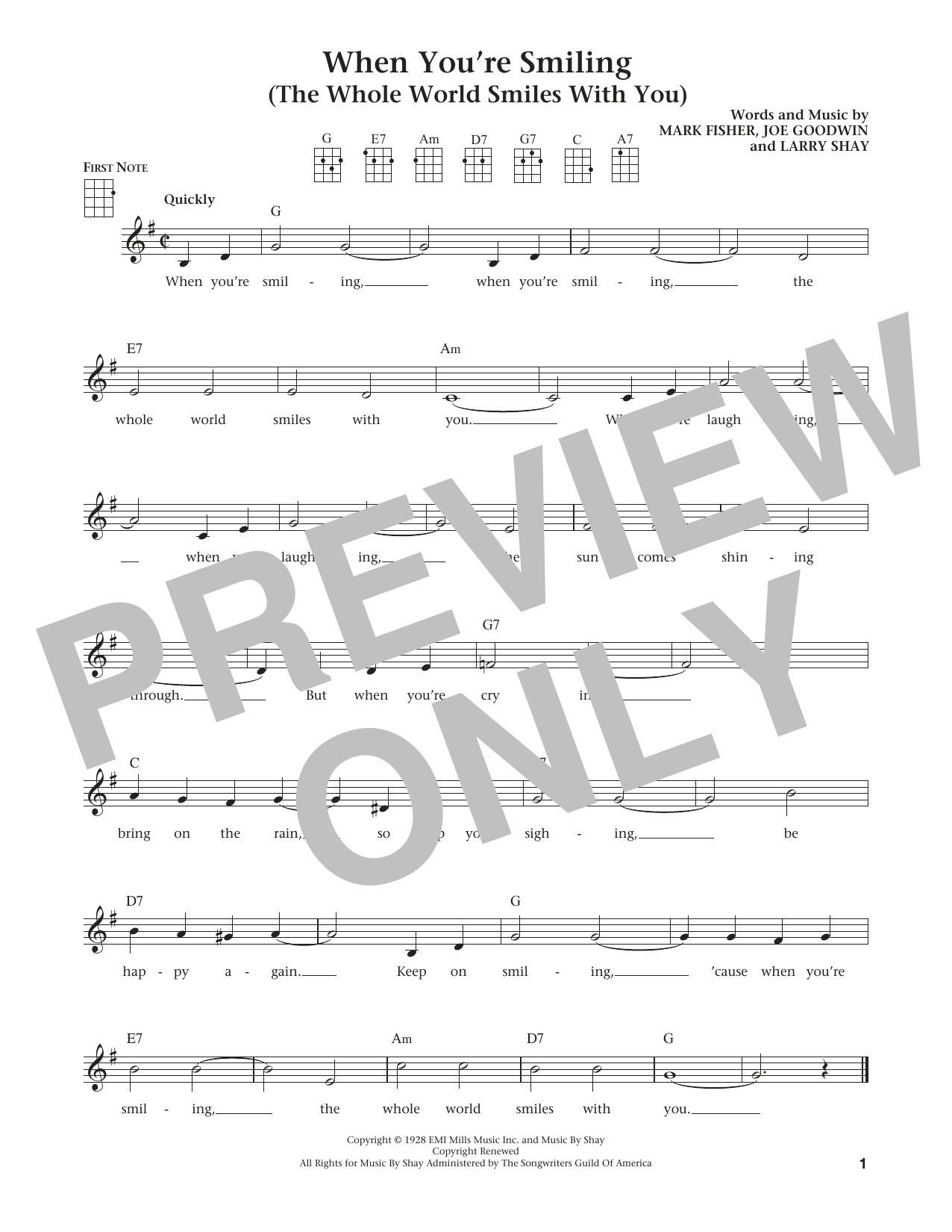 Product gallery: Page 1 of 1 When You're Smiling (The Whole World Smiles With You) (The Daily Ukulele) (arr. Liz and Jim Beloff), Mark Fisher