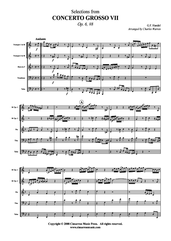 Produktbild zu: Grand Concerto 8 – 4 Sätze  G. F. Händel (Op. 6 Nr. 8)