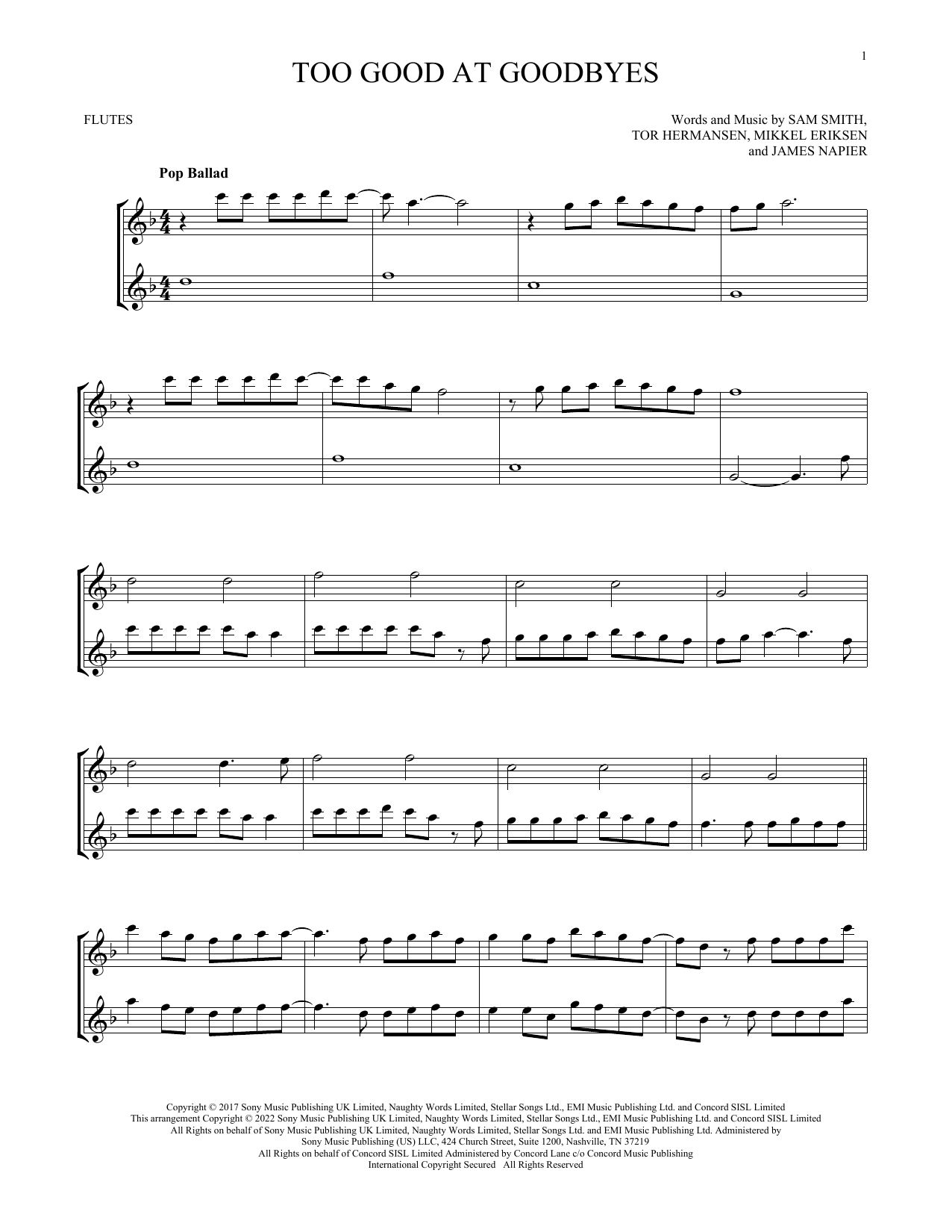 Product gallery: Page 1 of 1 Too Good At Goodbyes, Sam Smith