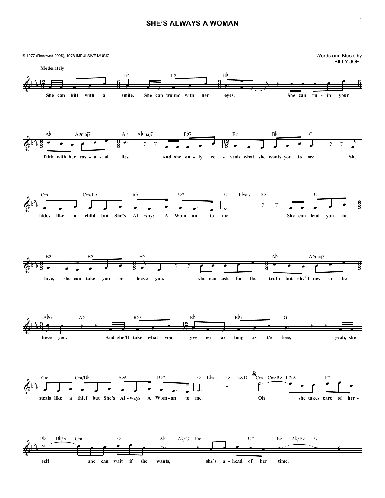 Produktgalerie: Seite 1 von 1 She's Always A Woman, Billy Joel, Melodieinstrument
