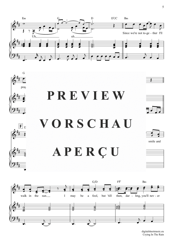 Product gallery: Page 6 of 7 Crying In The Rain , A-Ha, Voice with Piano Accompaniment