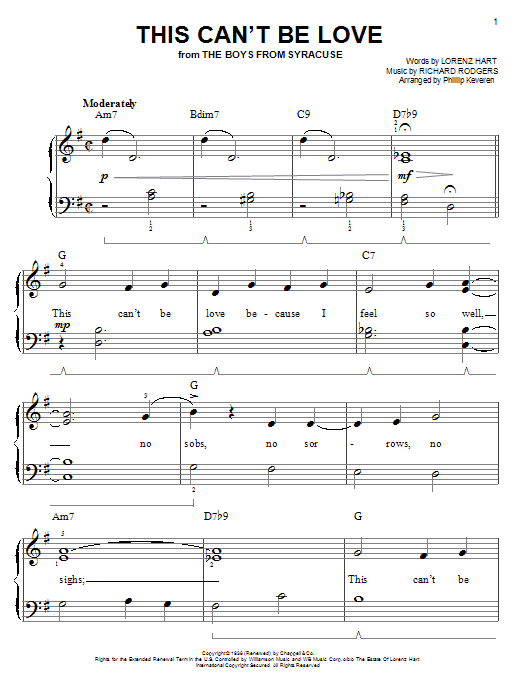 Produktbild zu: This Can't Be Love (arr. Phillip Keveren)