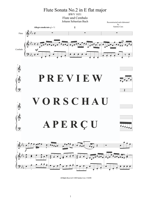 Product gallery: Page 2 of 11 Flute Sonata No. 2 in E flat BWV 1031, , Flute and Harpsichord/Piano