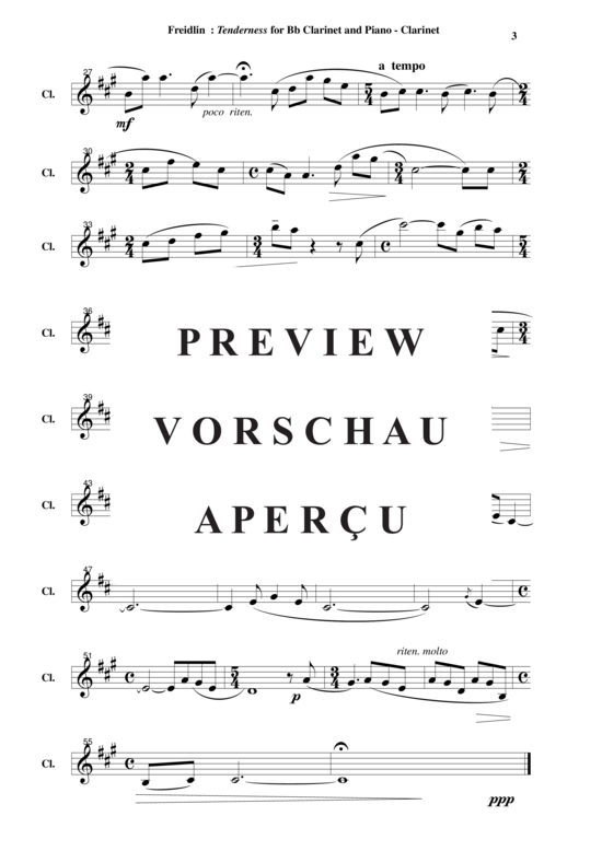 Product gallery: Page 9 of 9 Tenderness , , (clarinet in Bb + piano)