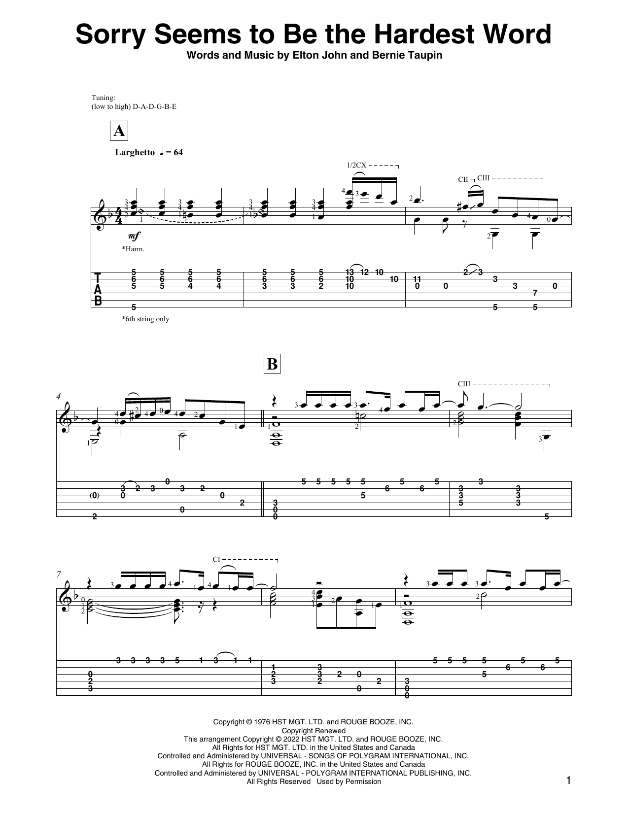 Produktbild zu: Sorry Seems To Be The Hardest Word (arr. David Jaggs)