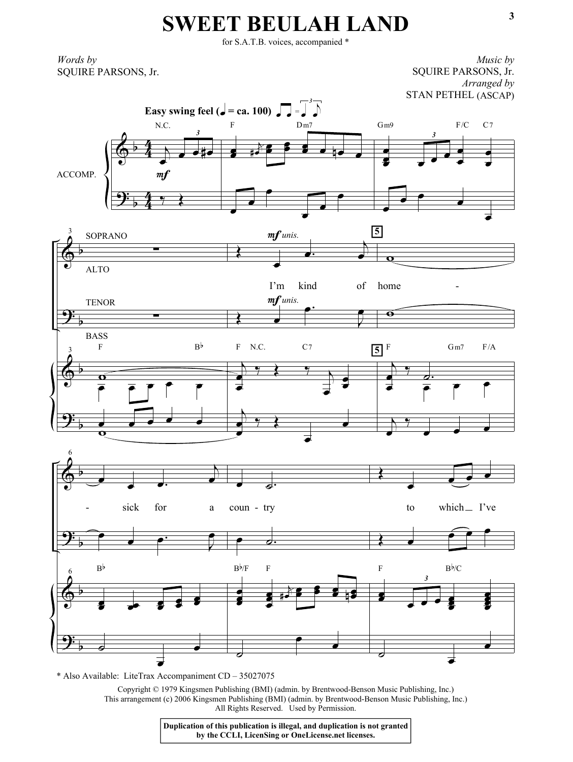 Product picture to: Sweet Beulah Land (arr. Stan Pethel)