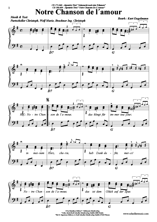 Produktbild zu: Notre Chanson De LAmour Alpentrio Tirol