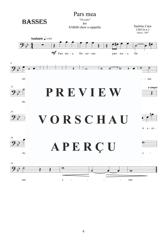 Produktgalerie: Seite 7 von 7 Pars mea - Versetto, , Gemischter Chor SA Bar B a capella