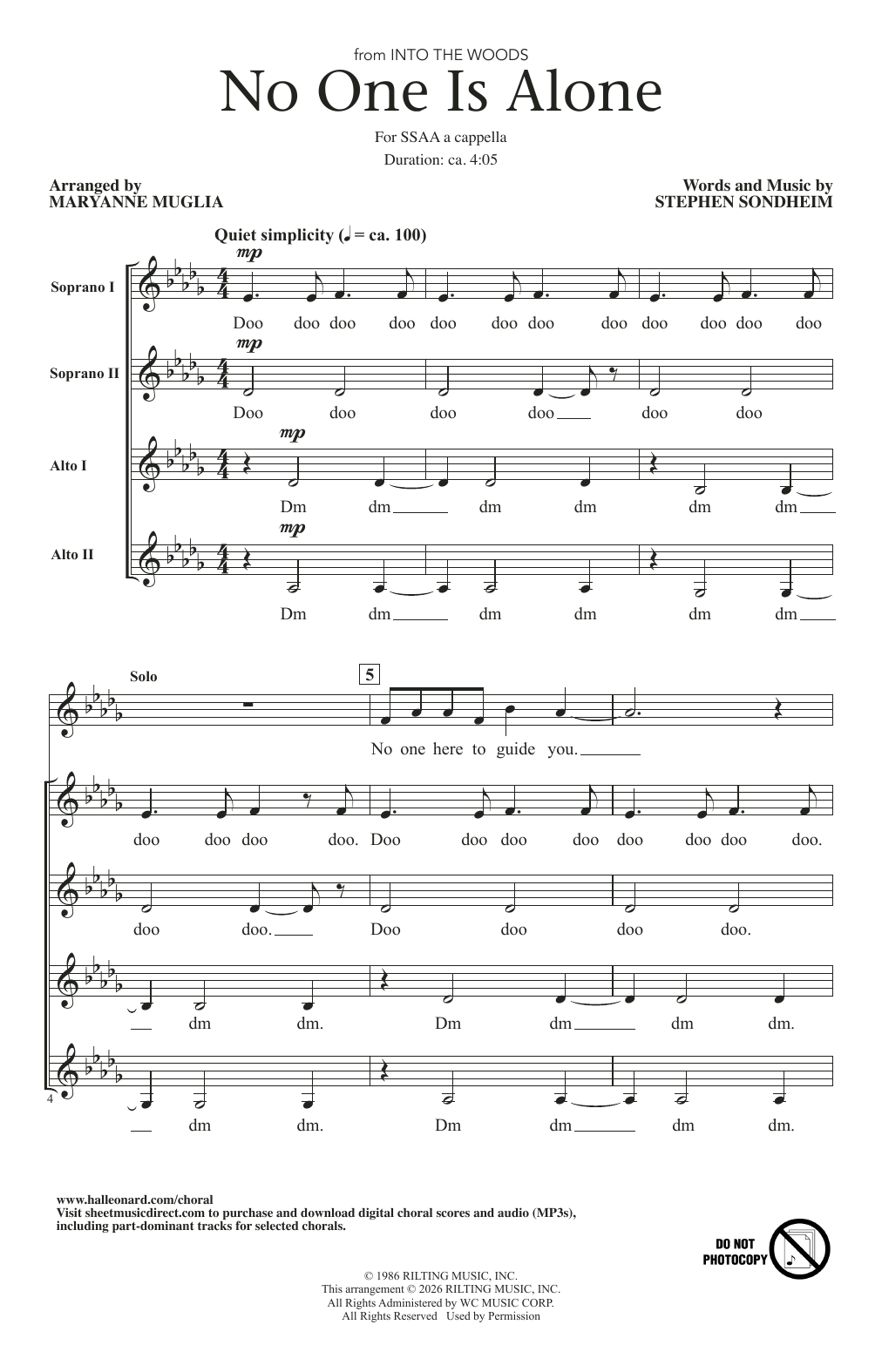 Produktgalerie: Seite 1 von 1 No One Is Alone (from Into The Woods) (arr. MaryAnne Muglia), Stephen Sondheim, Chor