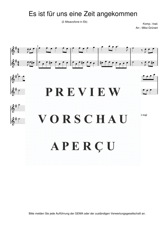 gallery: Deutsche Weihnachtslieder, , 15 Duette für 2 Alt Saxophone oder Instrumente in Es
