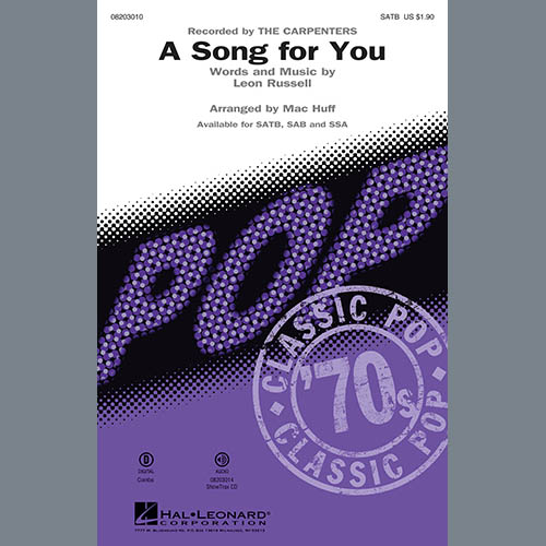 Produktbild zu: A Song For You (arr. Mac Huff) - Tenor Saxophone