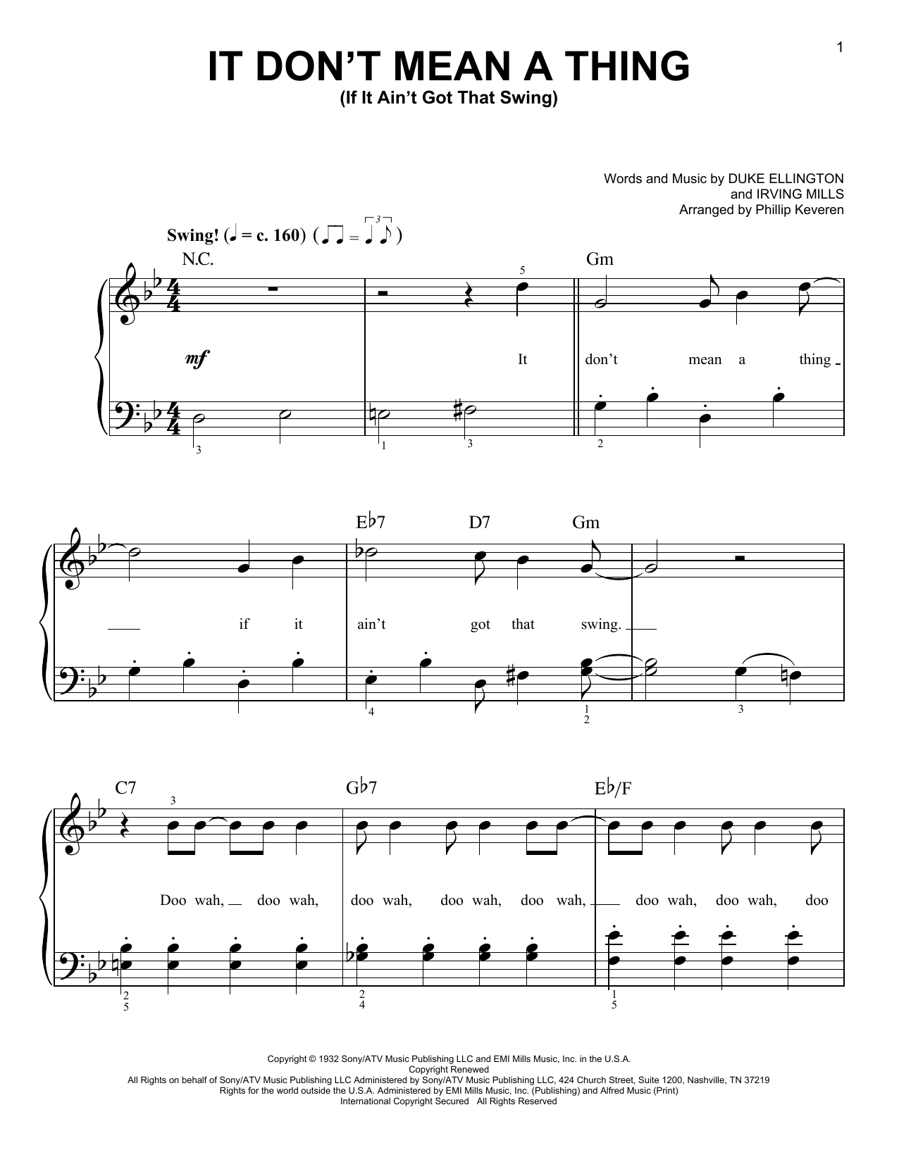 Produktbild zu: It Don't Mean A Thing (If It Ain't Got That Swing) (arr. Phillip Keveren)