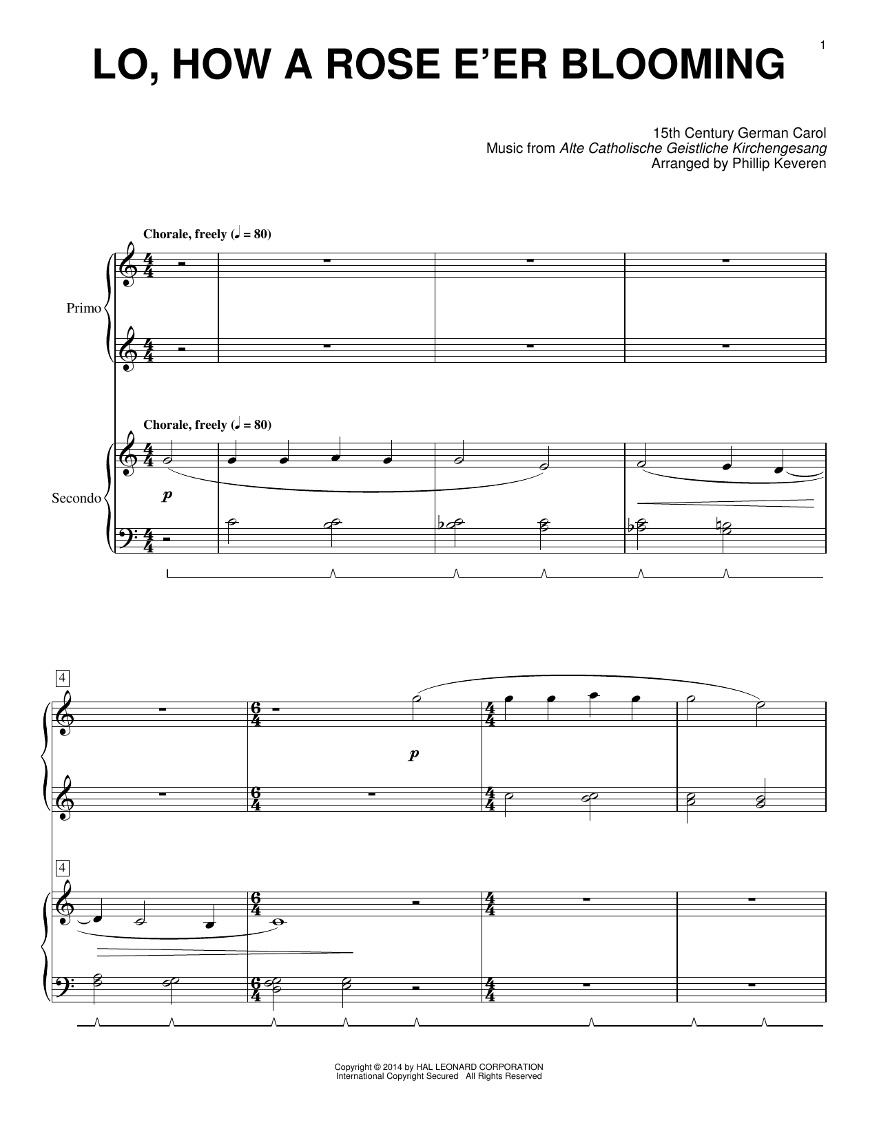 Product picture to: Lo, How A Rose E'er Blooming (arr. Phillip Keveren)