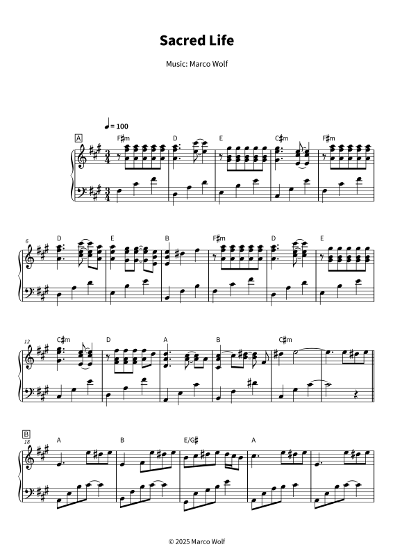 Produktgalerie: Seite 1 von 10 Sacred Life, Marco Wolf, Klavier Solo