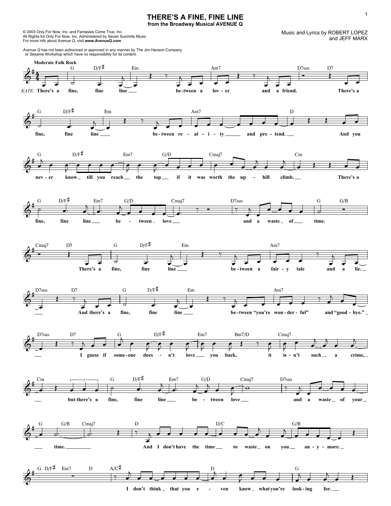 Produktbild zu: There's A Fine, Fine Line (from Avenue Q)