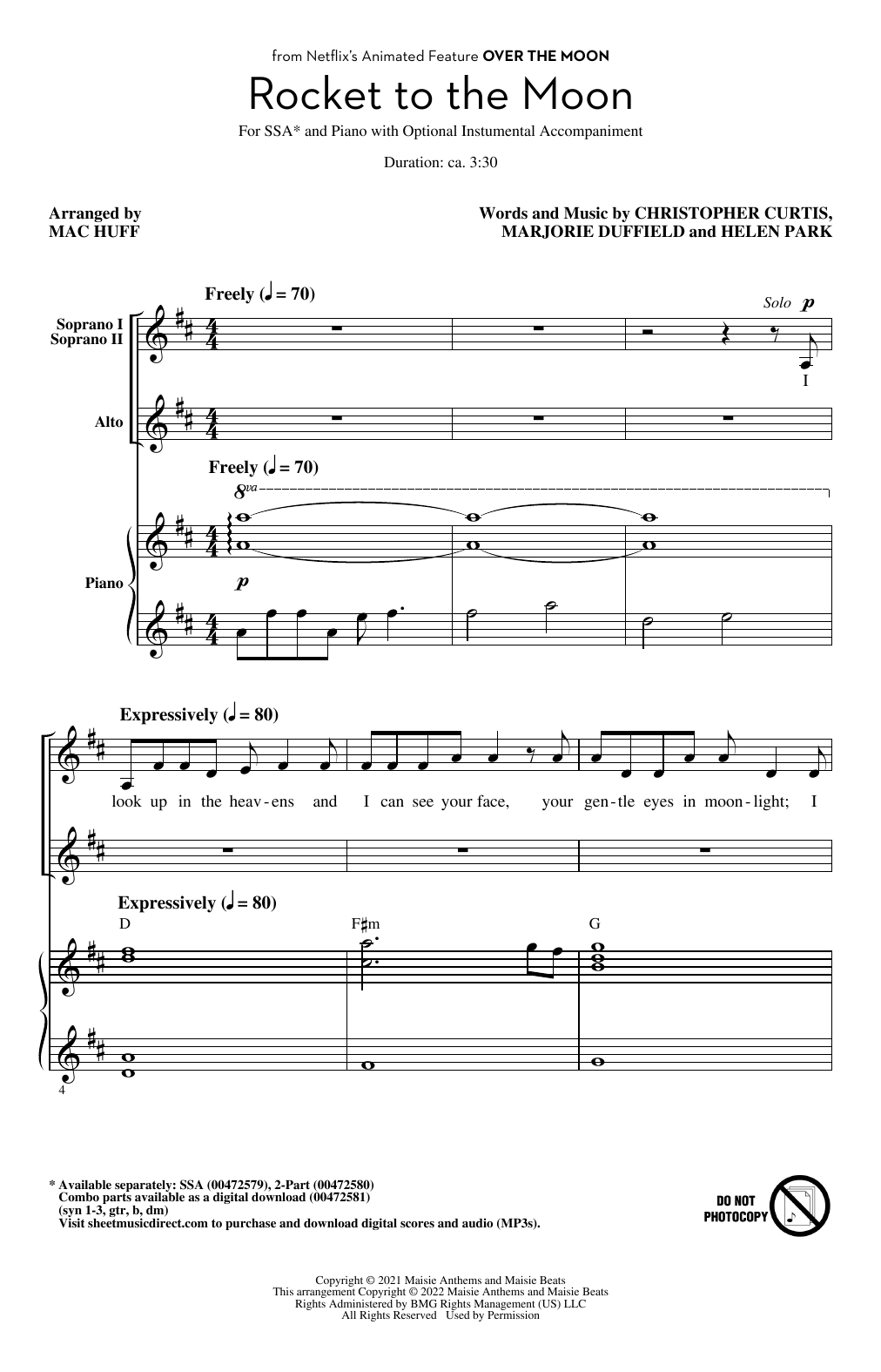 Produktgalerie: Seite 1 von 1 Rocket To The Moon (from Over The Moon) (arr. Mac Huff), Cathy Ang, Chor
