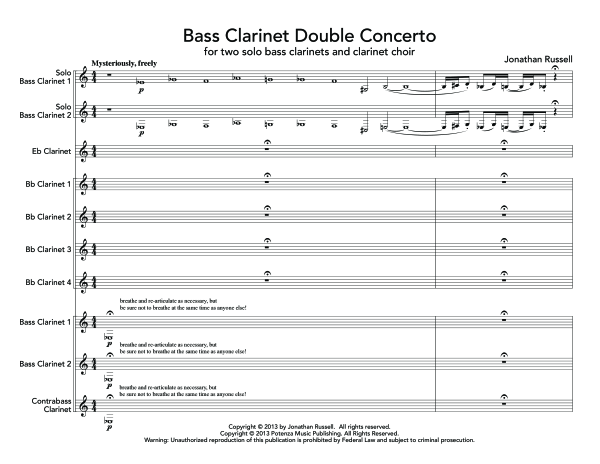 Produktgalerie: Seite 1 von 11 Bass Clarinet Double Concerto, , (Klarinetten Ensemble 2x Bass Klarinette und Klarinettenchor)