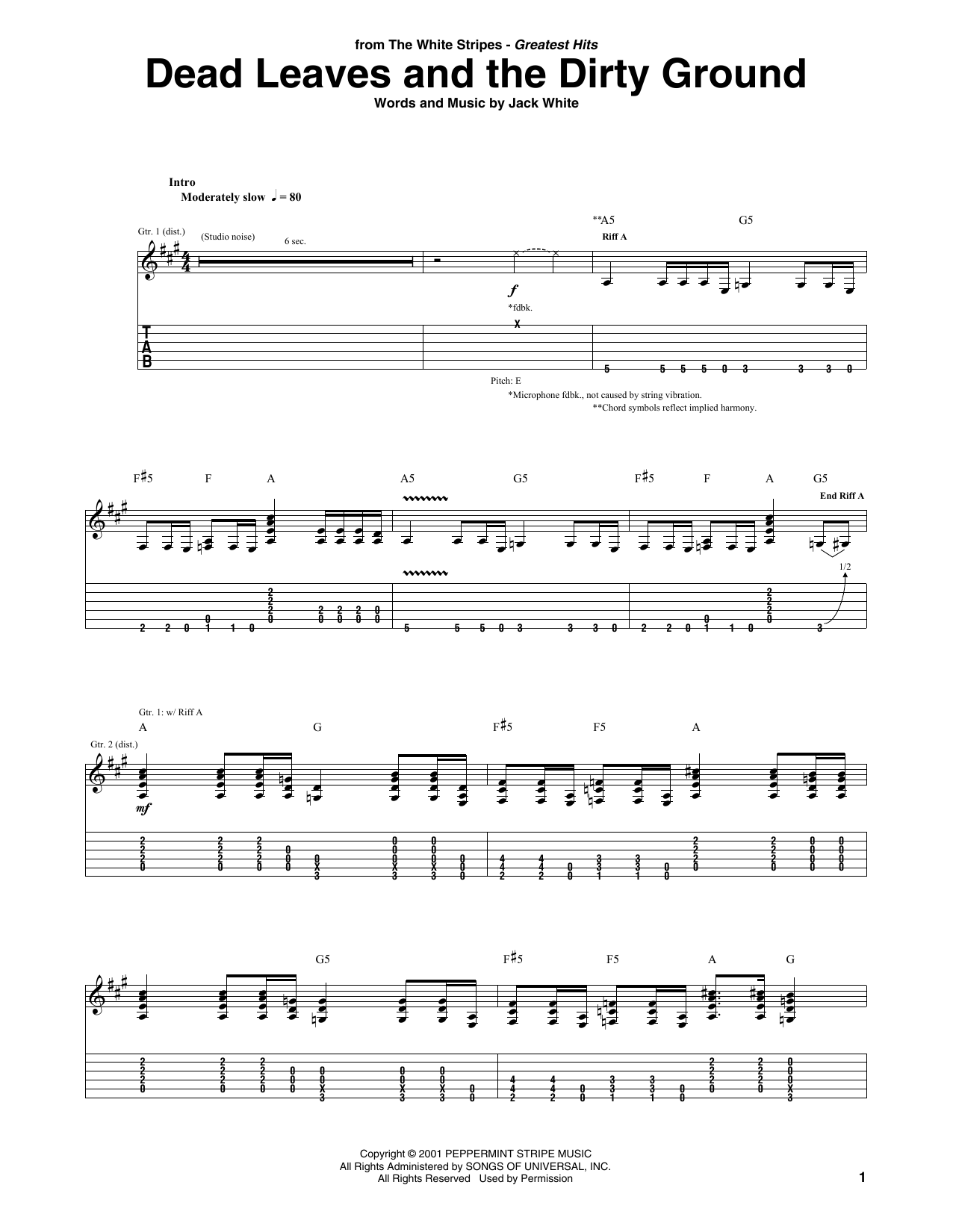 Produktgalerie: Seite 1 von 1 Dead Leaves And The Dirty Ground, The White Stripes, Gitarre