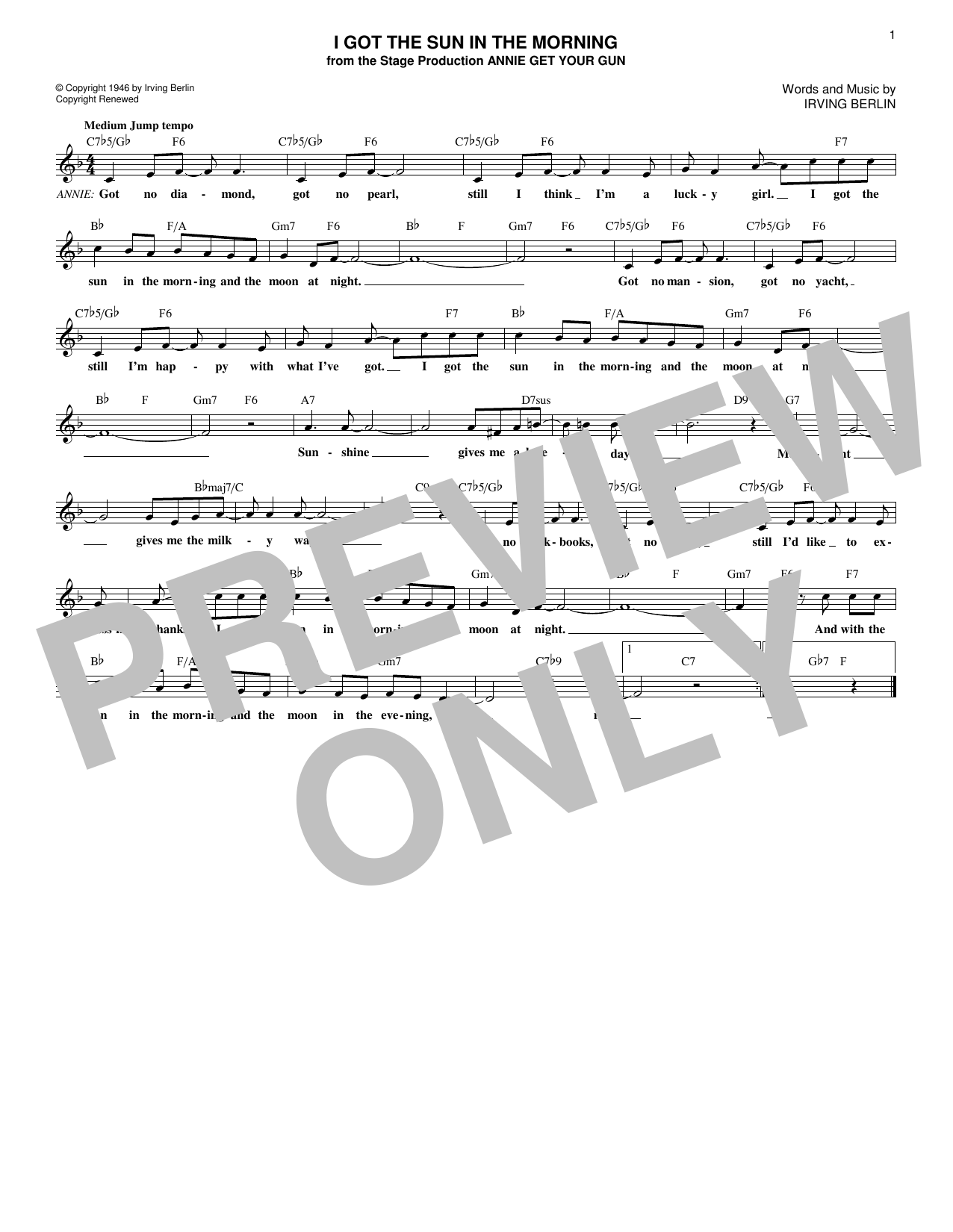 Product gallery: Page 1 of 1 I Got The Sun In The Morning, Irving Berlin