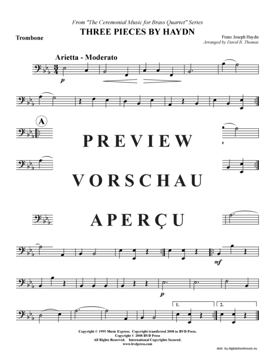 Produktgalerie: Seite 14 von 15 Drei Stücke von Haydn, , (2xTrompete in B, Horn in F, Posaune)