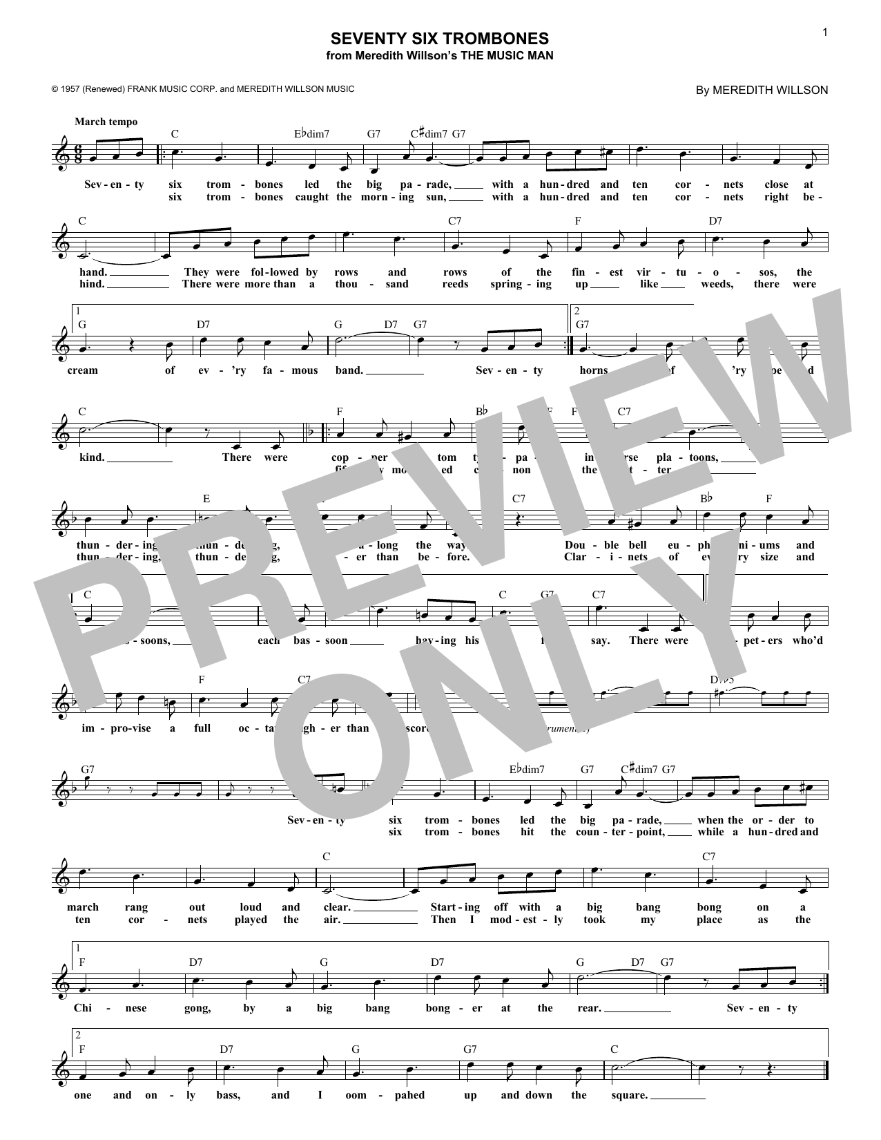 Product gallery: Page 1 of 1 Seventy Six Trombones, Meredith Willson