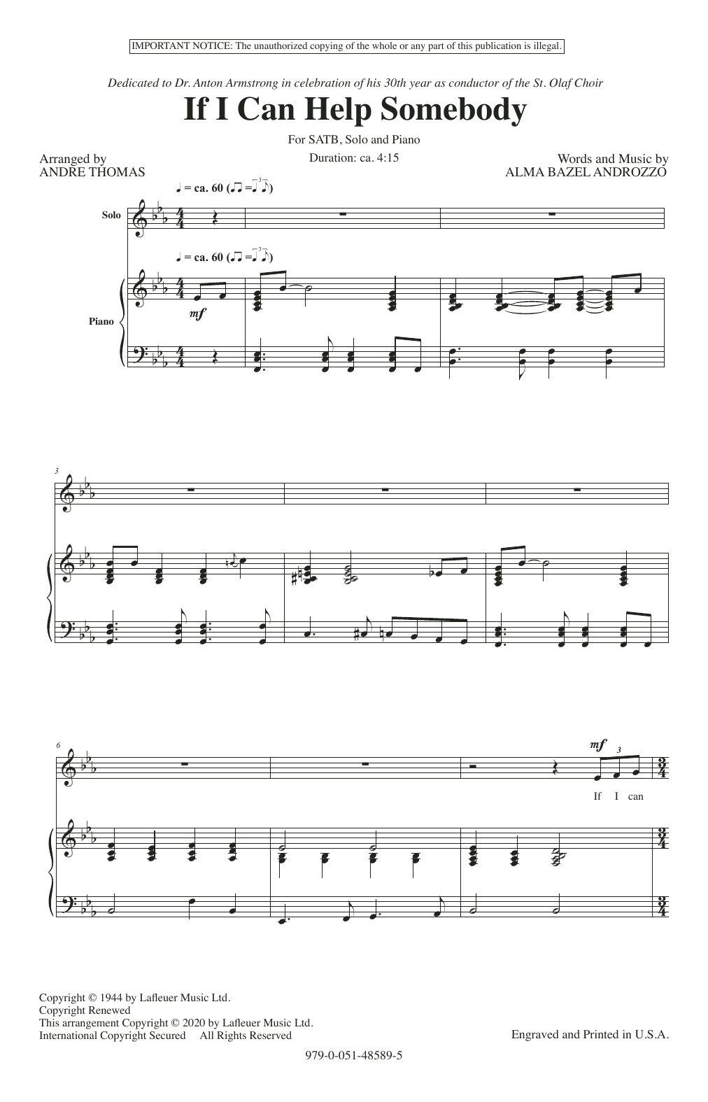 Product picture to: If I Can Help Somebody (arr. André Thomas)