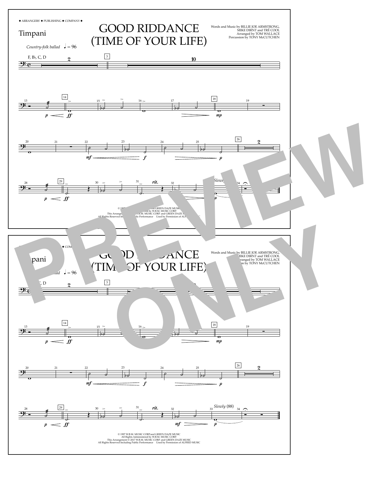 Produktgalerie: Seite 1 von 1 Good Riddance (Time of Your Life) - Timpani, Tom Wallace, Ensemble