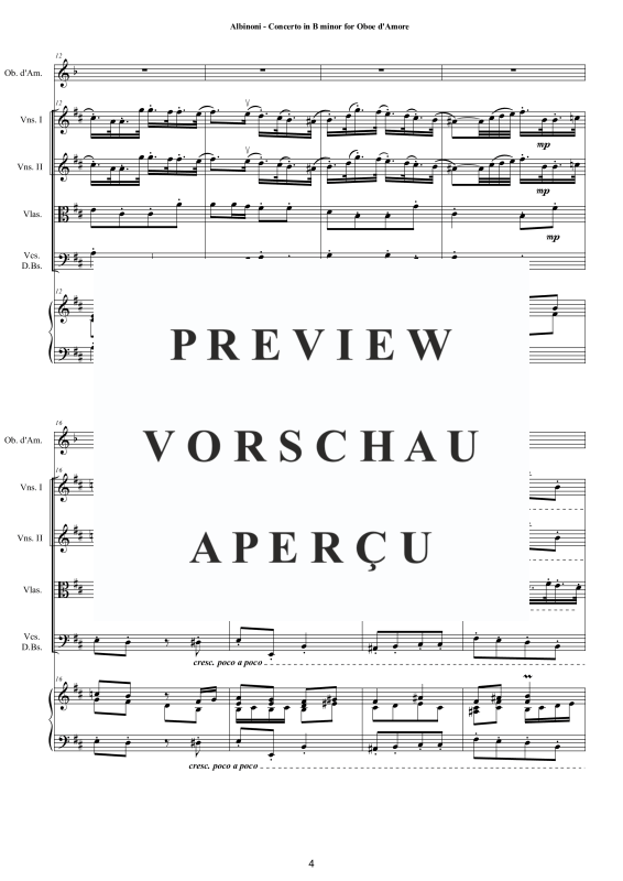 Product gallery: Page 5 of 11 Concerto in H-Moll Op.9, , Oboe D'Amore Solo, String Ensemble, and Harpsichord (Bc)