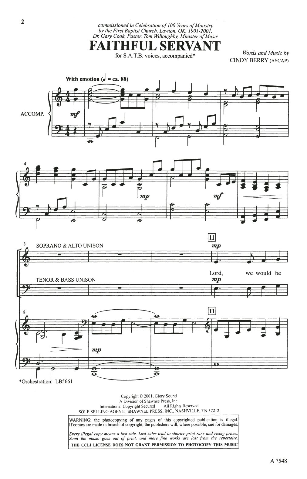 Produktgalerie: Seite 1 von 1 Faithful Servant (arr. David Winkler), Cindy Berry, Chor