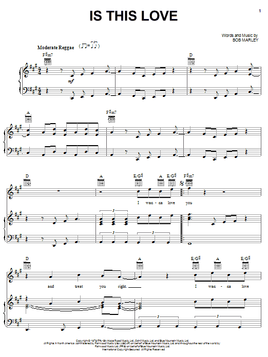 Produktgalerie: Seite 1 von 1 Is This Love, Bob Marley, Gesang, Gitarre, Klavier