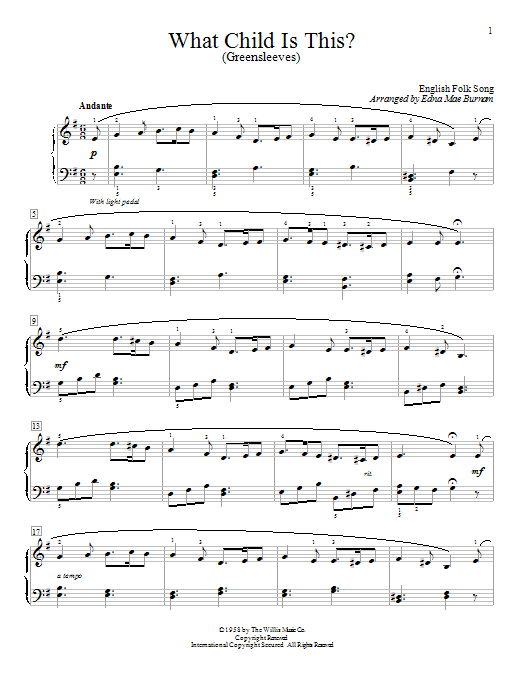 Product gallery: Page 1 of 1 What Child Is This? (Greensleeves), Traditional