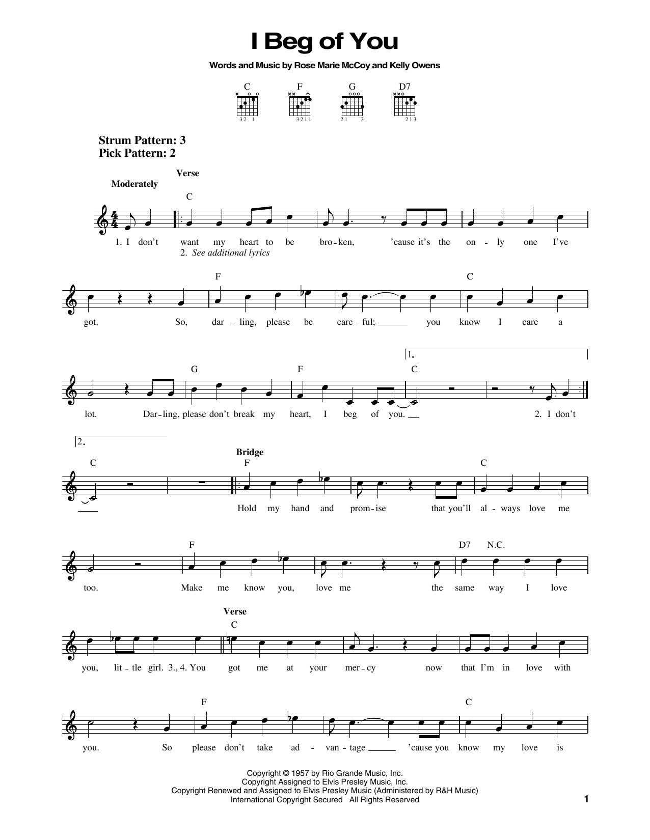 Produktgalerie: Seite 1 von 1 I Beg Of You, Elvis Presley, Gitarre