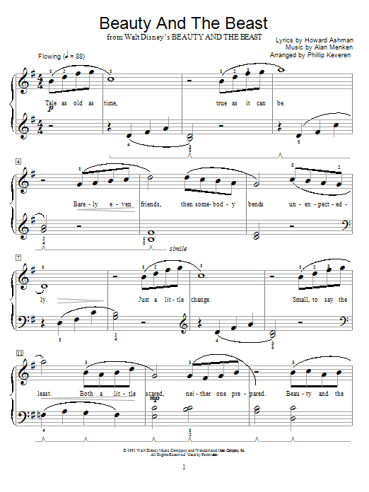 Product picture to: Beauty And The Beast (arr. Phillip Keveren)